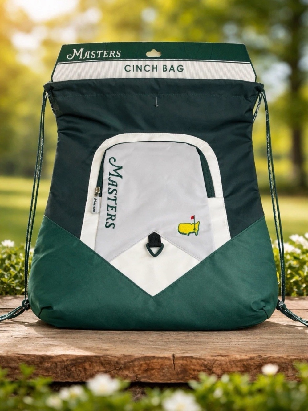 Exclusive 2026 Augusta National Masters Green & White Drawstring Cinch Bag